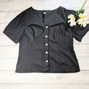 Black linen button down top (NWT) - Sz L